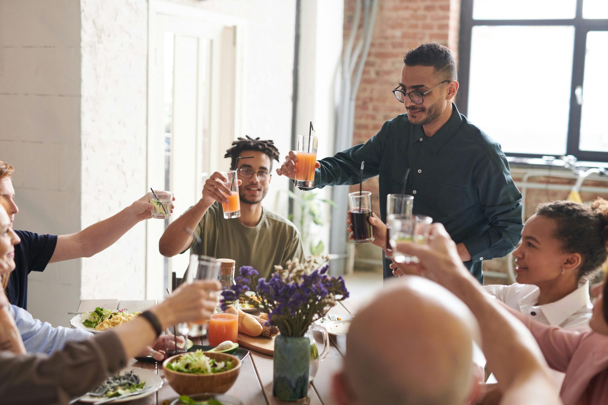 Family gathered around a dinner table
